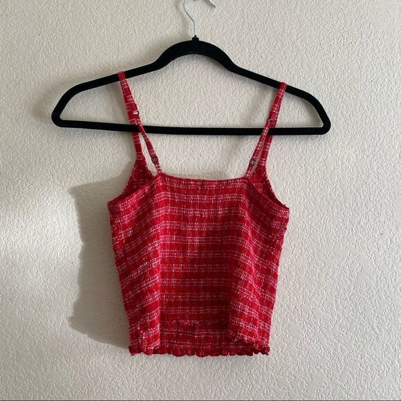 Hollister Red Ruched Gingham Cropped Cami Top - Picture 4 of 4